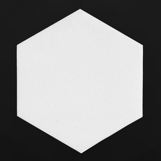 6" Hexagon Thassos Mosaic Honed