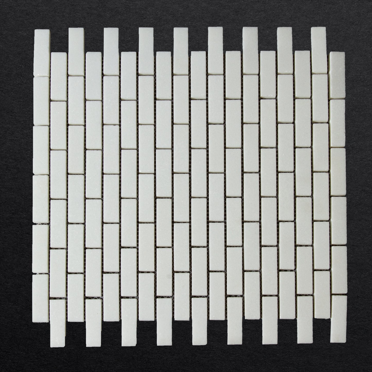 Mini Brick Thassos Mosaic Honed 5/8" X 2"