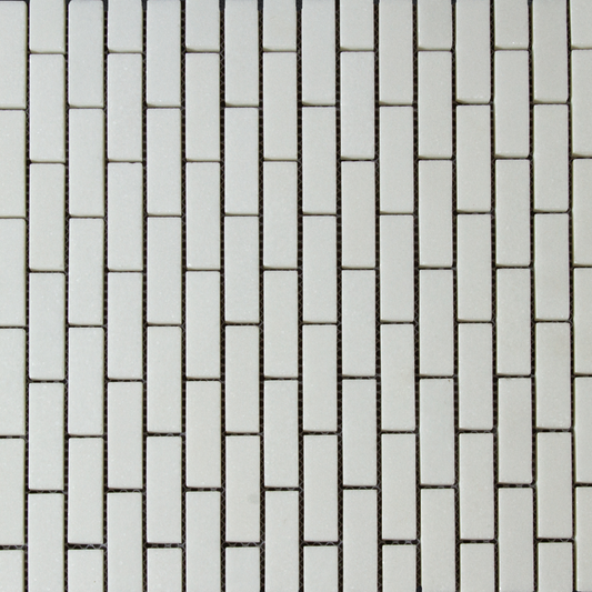 Mini Brick Thassos Mosaic Honed 5/8" X 2"