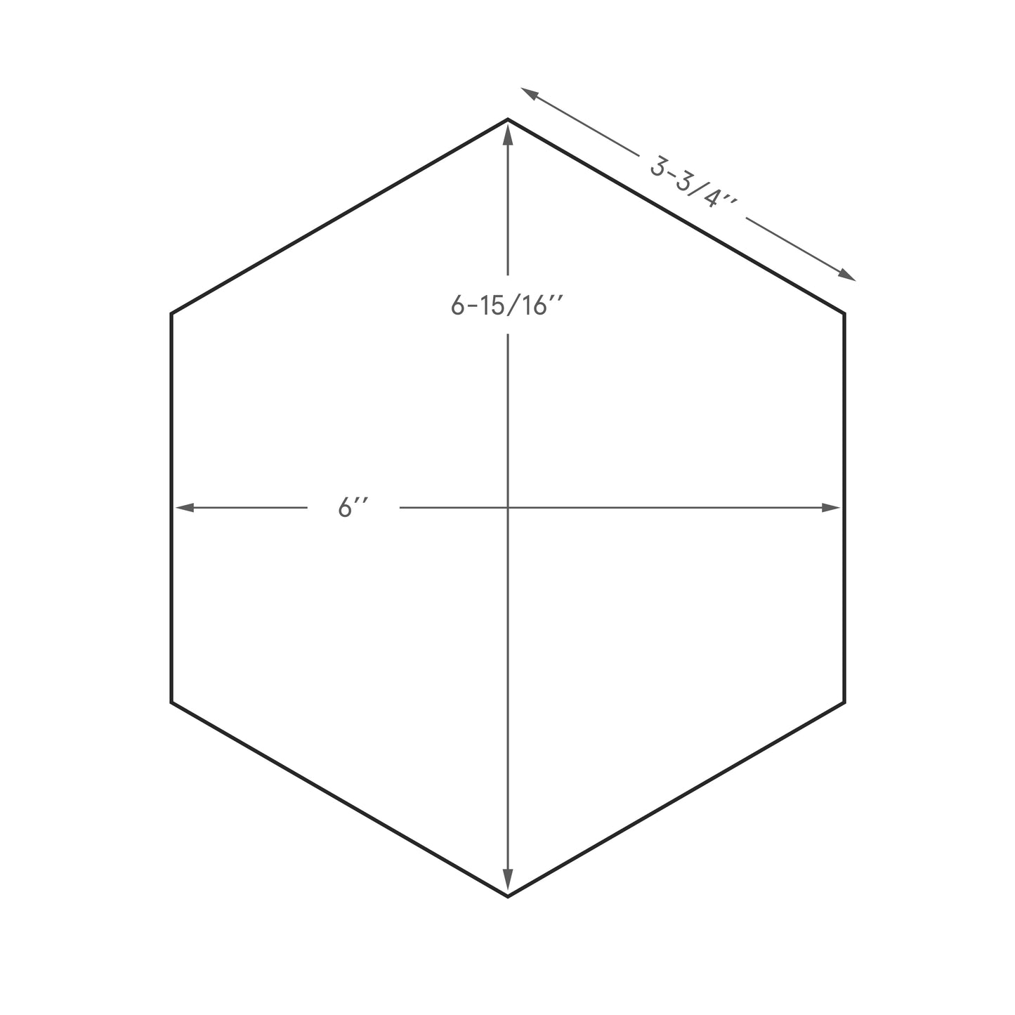 Hexagonal shape with dimensions labeled on a white background