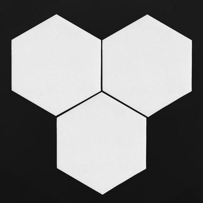 6" Hexagon Thassos Mosaic Honed