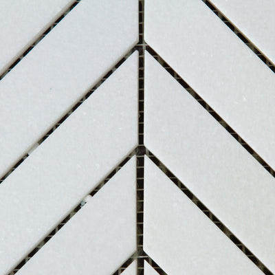 Chevron Thassos Mosaic Polished 4'' X 1" X 3/8''