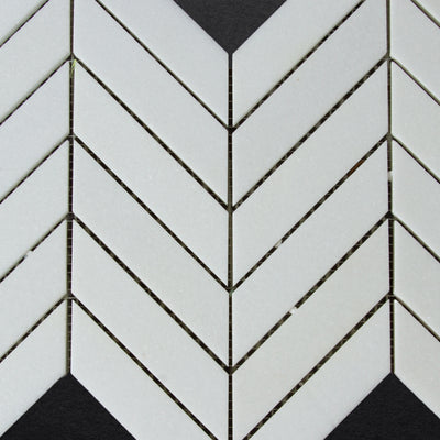 Chevron Thassos Mosaic Polished 4'' X 1" X 3/8''