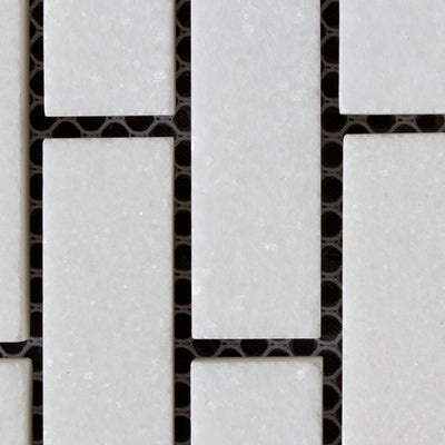 Mini Brick Thassos Mosaic Honed 5/8" X 2"