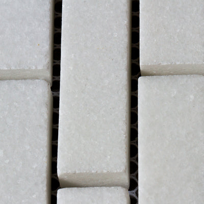 Mini Brick Thassos Mosaic Honed 5/8" X 2"