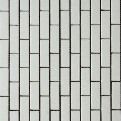 Mini Brick Thassos Mosaic Honed 5/8" X 2"