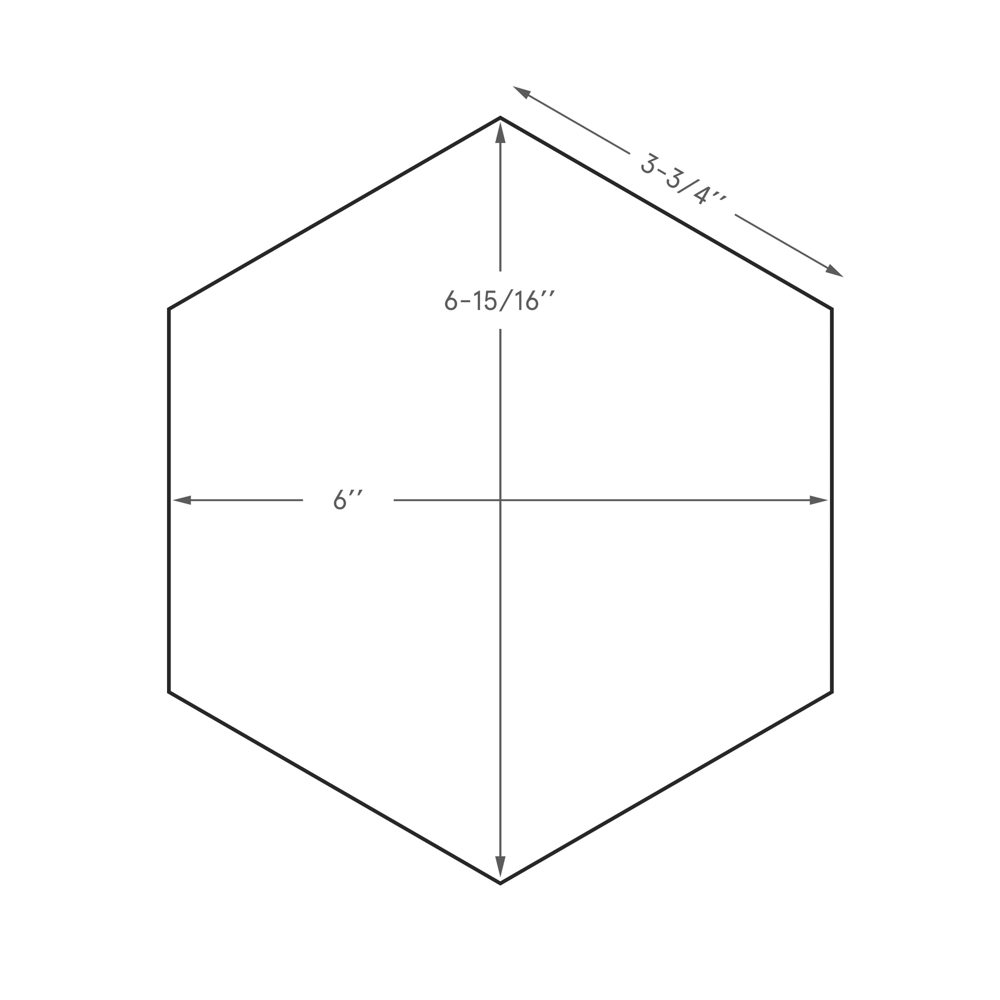 Hexagonal shape with dimensions labeled on a white background