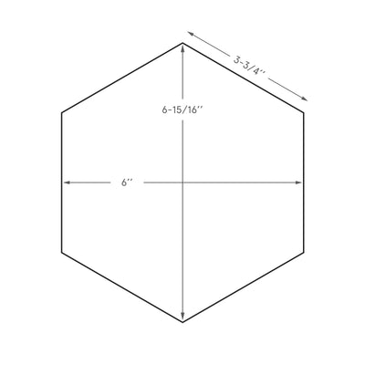 Hexagonal shape with dimensions labeled on a white background