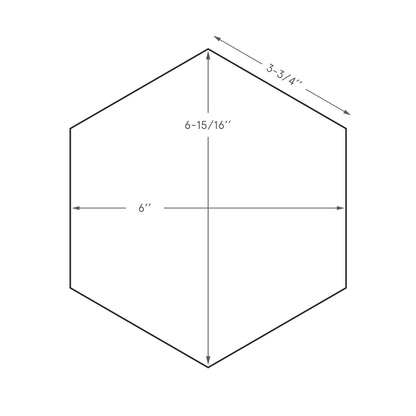 Hexagonal shape with dimensions labeled on a white background